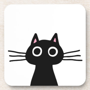 Cute Black Kitty   Fun Animal Art   Funny Pet Cat Coaster