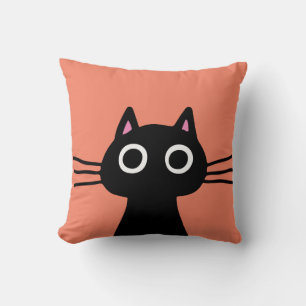 Cute Black Kitty Quirky Pet Cat Lover's Throw Pillow