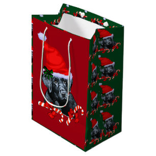 Cute Black Lab Christmas Medium Gift Bag