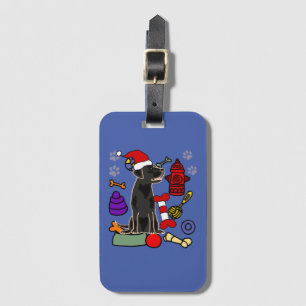 Cute Black Lab Dog and Toys Christmas Luggage Tag