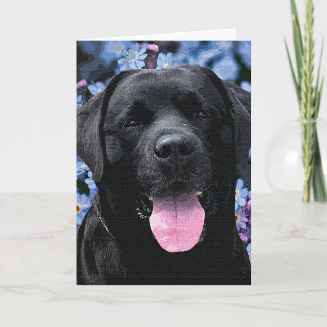 Cute Black Lab Labrador Retriever Dog Card (Front)