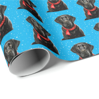 Cute Black Lab Labrador Retriever Dog Christmas Wrapping Paper