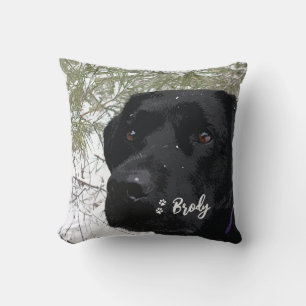 Cute Black Lab Labrador Retriever Dog Throw Pillow