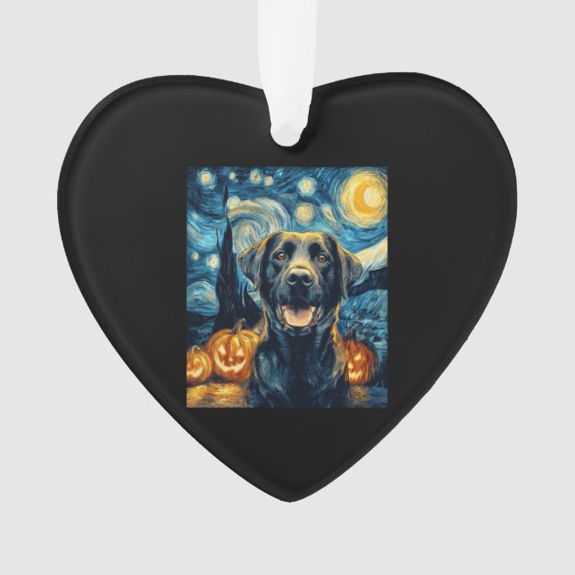 Cute Black Labrador Dog Halloween Jack O Lantern P (devant)