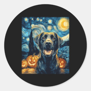 Cute Black Labrador Dog Halloween Jack O Lantern P Classic Round Sticker