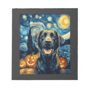 Cute Black Labrador Dog Halloween Jack O Lantern P Notepad