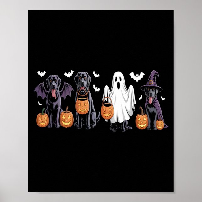 Cute Black Labrador Dog Halloween Pumpkin Labrador Poster (Front)