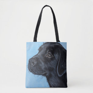 Cute Black Labrador Puppy Painting Tote Bag