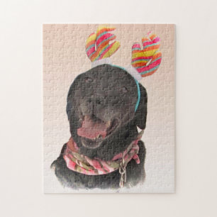 Cute Black Labrador Retriever Chien Puzzle