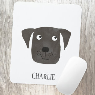 Cute Black Labrador Retriever Dog Custom Name Mouse Pad