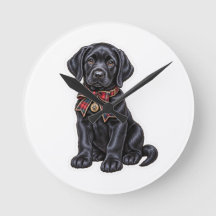 Cute Black Labrador Retriever Holiday Pocketwatch