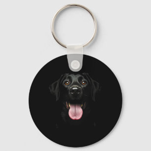 Cute Black Labrador Retriever Puppy Dog Face Lab Keychain