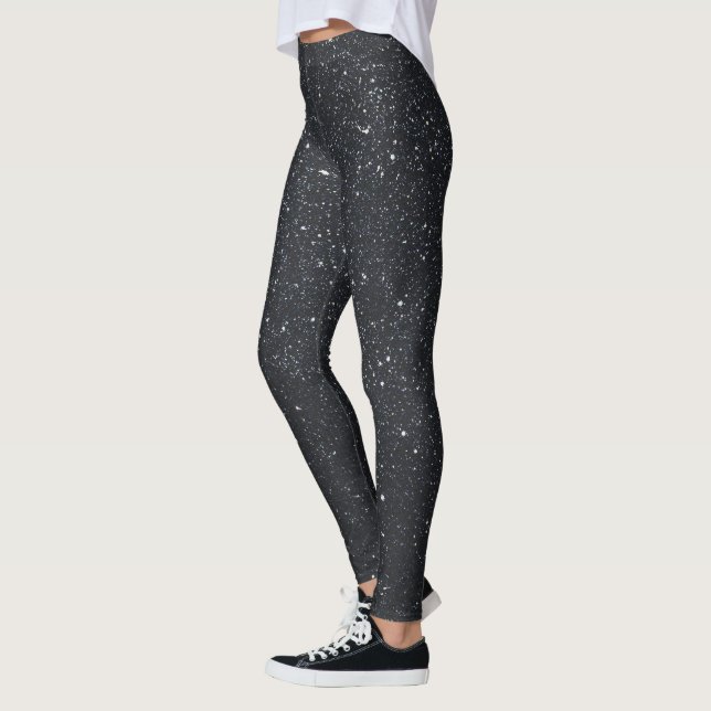 Cute Black Leggings Womens: Glitter Pattern (Left)
