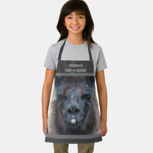 Cute Black Llama Face Personalized  Apron