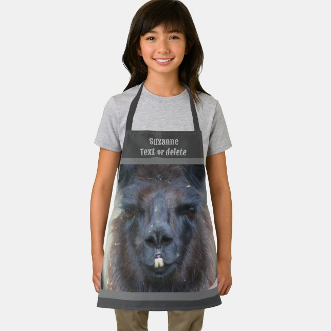Cute Black Llama Face Personalized  Apron (Insitu)