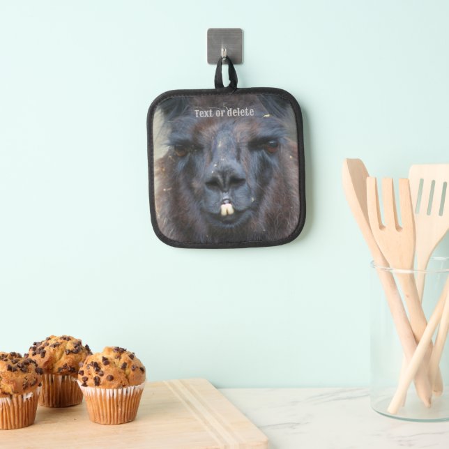 Cute Black Llama Face Personalized  Pot Holder (Insitu(Hanging))