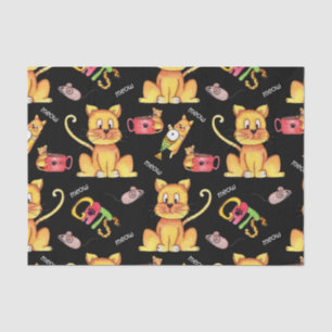 Cute Black Meow Cats Tissue Paper