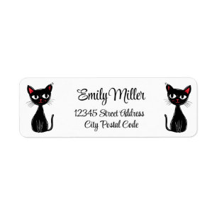 Cute black Mid Century cartoon cat