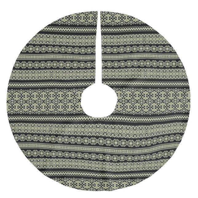 Cute black olive ukraine ornament background brushed polyester tree skirt (Front)