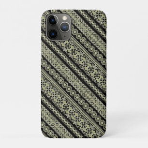 Cute black olive ukraine ornament background iPhone 11 pro case
