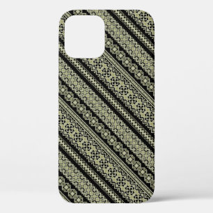 Cute black olive ukraine ornament background iPhone 12 case