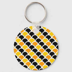 Cute black orange moroccan pattern design keychain