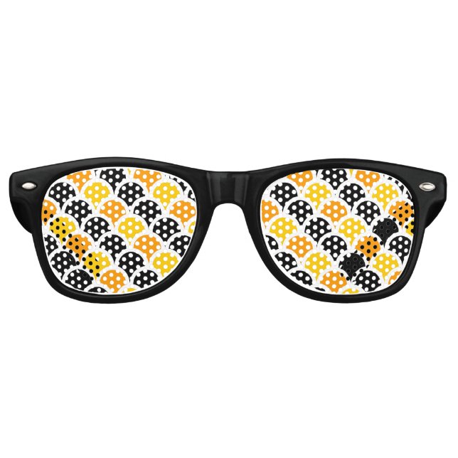 Cute black orange moroccan pattern design retro sunglasses (Front)