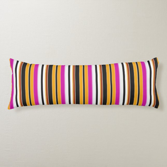 Cute black orange stripes body pillow (Front)