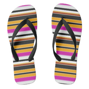 Cute black orange stripes flip flops