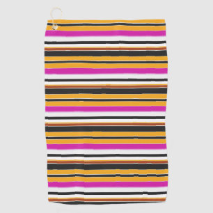 Cute black orange stripes golf towel
