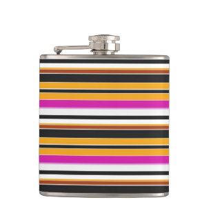 Cute black orange stripes hip flask