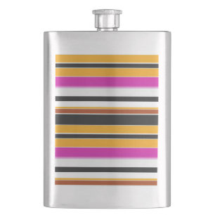 Cute black orange stripes hip flask