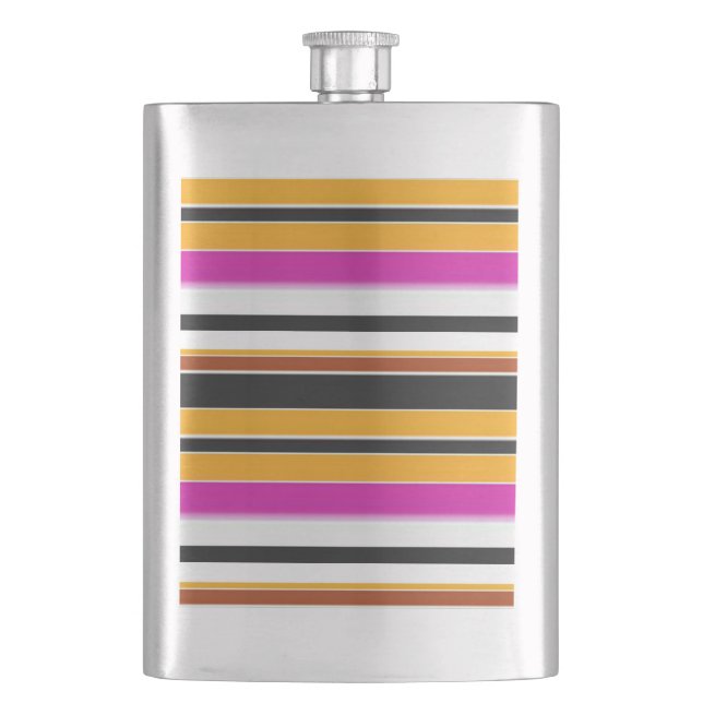 Cute black orange stripes hip flask (Front)