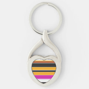 Cute black orange stripes keychain