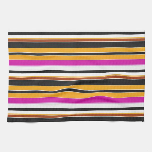 Cute black orange stripes kitchen towel (Horizontal)