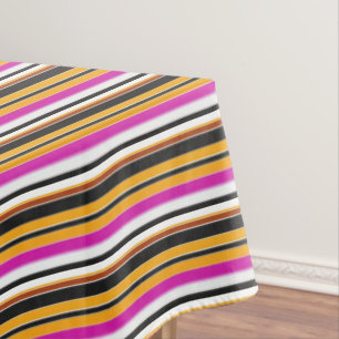 Cute black orange stripes tablecloth