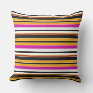 Cute black orange stripes throw pillow