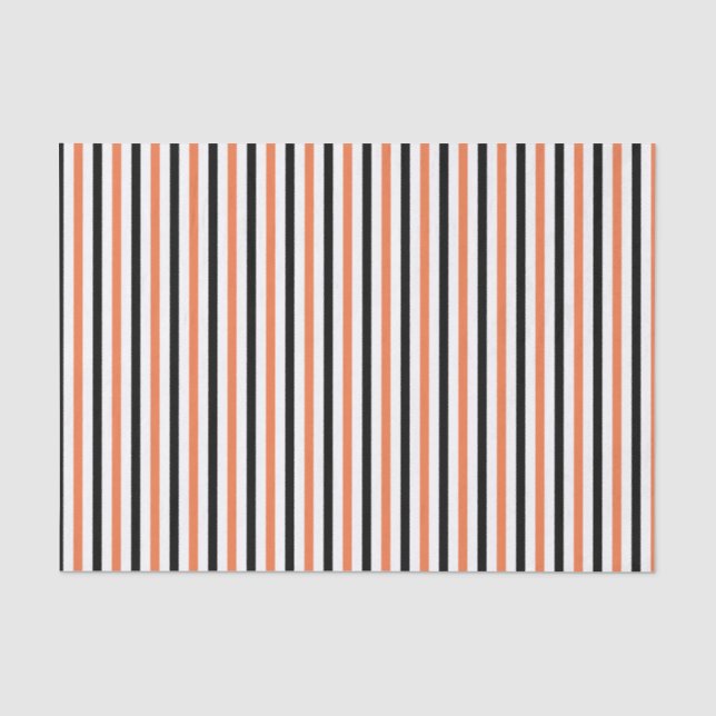 Cute Black Orange & White Stripe Pattern Halloween Tissue Paper (Front)