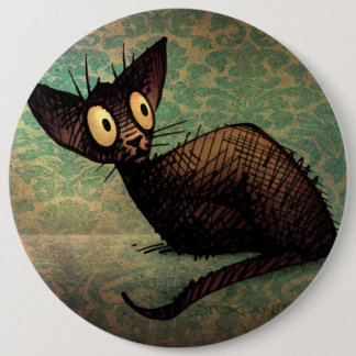 Cute Black Oriental Cat 6 Inch Round Button