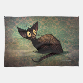 Cute Black Oriental Cat Kitchen Towel