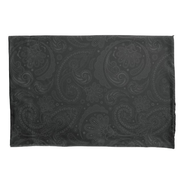 Cute black paisley pattern pillowcase (Front-Left)
