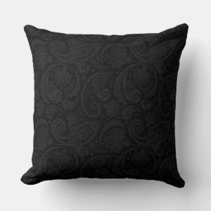 Cute black paisley pattern throw pillow
