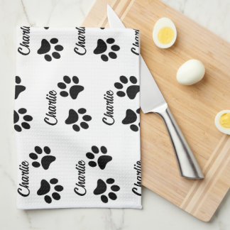 Cute Black  Paw Pet Lover name Kitchen  Kitchen Towel