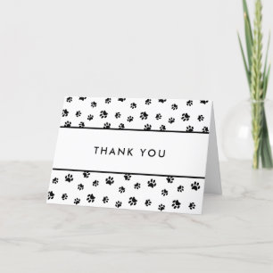 Cute Black Paw Prints Pet Care Business Thank You Card