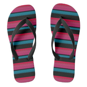 Cute black pink stripes flip flops