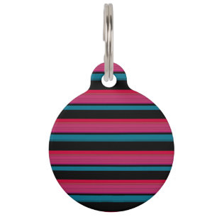Cute black pink stripes pet tag
