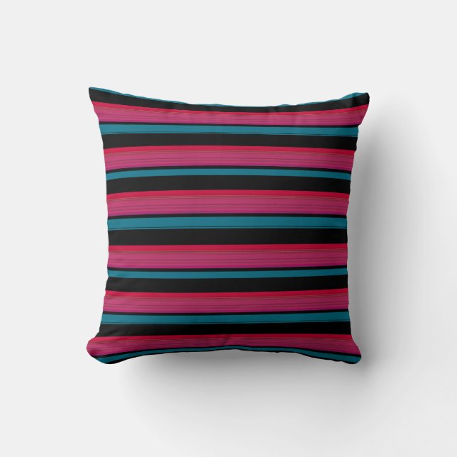 Cute black pink stripes throw pillow (Front)