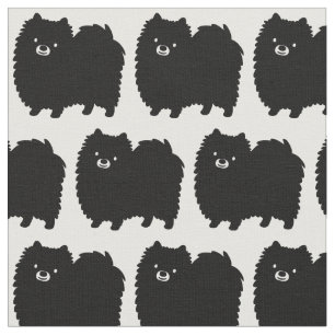 Cute Black Pomeranian Dogs Pattern Fabric