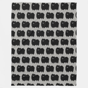 Cute Black Pomeranian Dogs Pattern Fleece Blanket