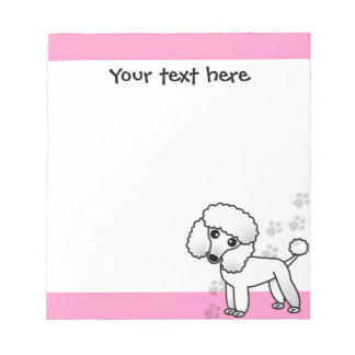 Cute Black Poodle Cartoon Pink Paw Print Notepad